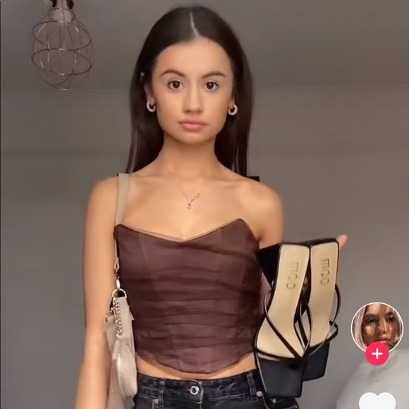Zara | Tops | Zara Tulle Corset Chocolate Brown | Poshmark